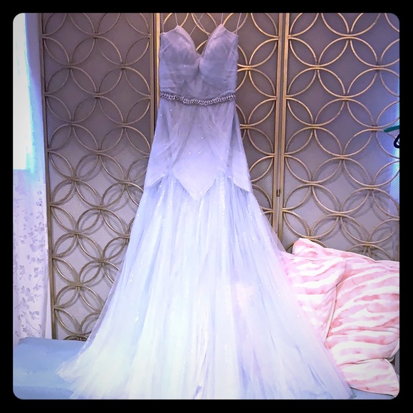 Bloomingdale's Dresses & Skirts - Bloomingdale’s Art Deco Style Ice Blue Tulle Gown